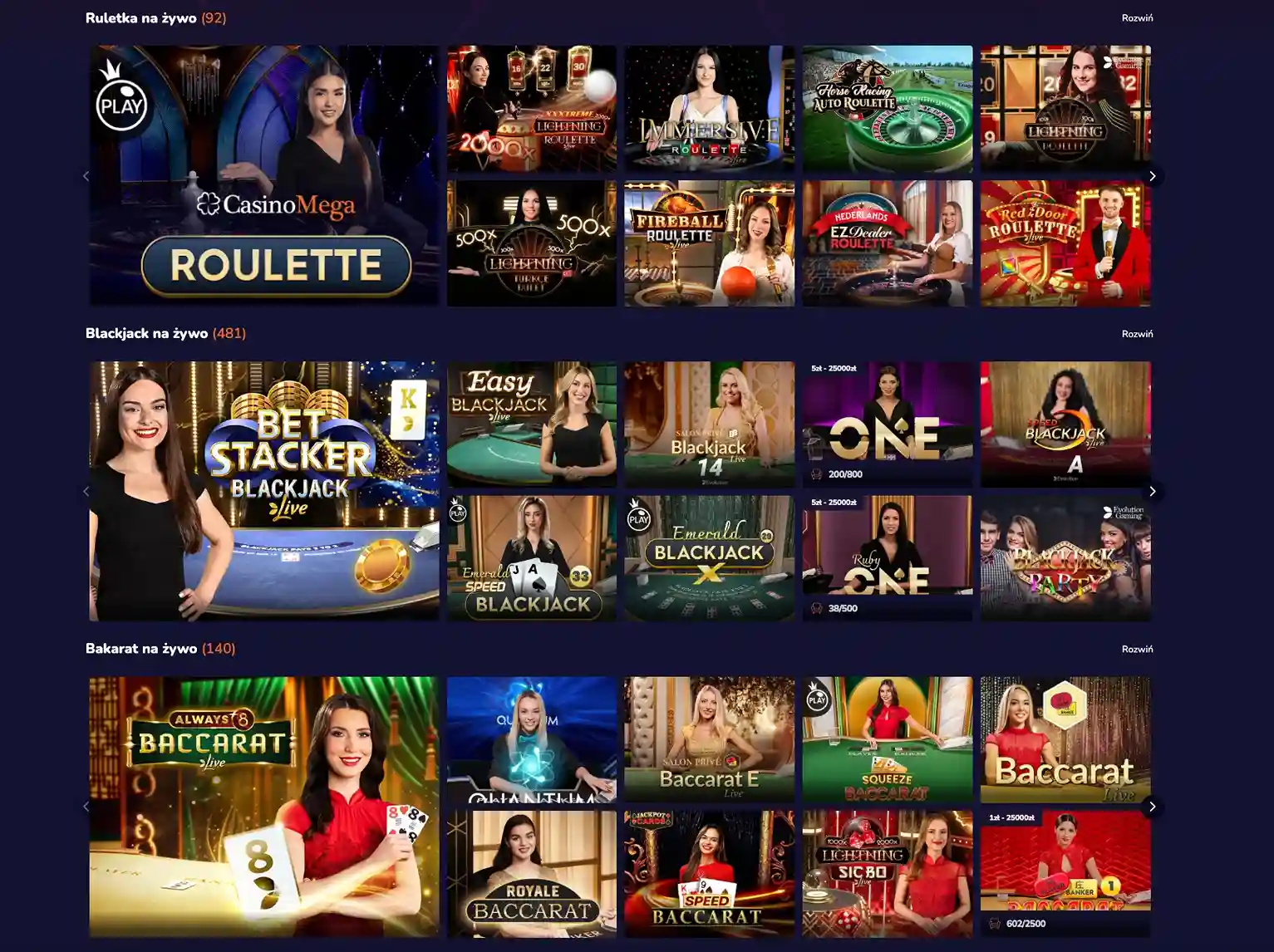 mega gry na zywo