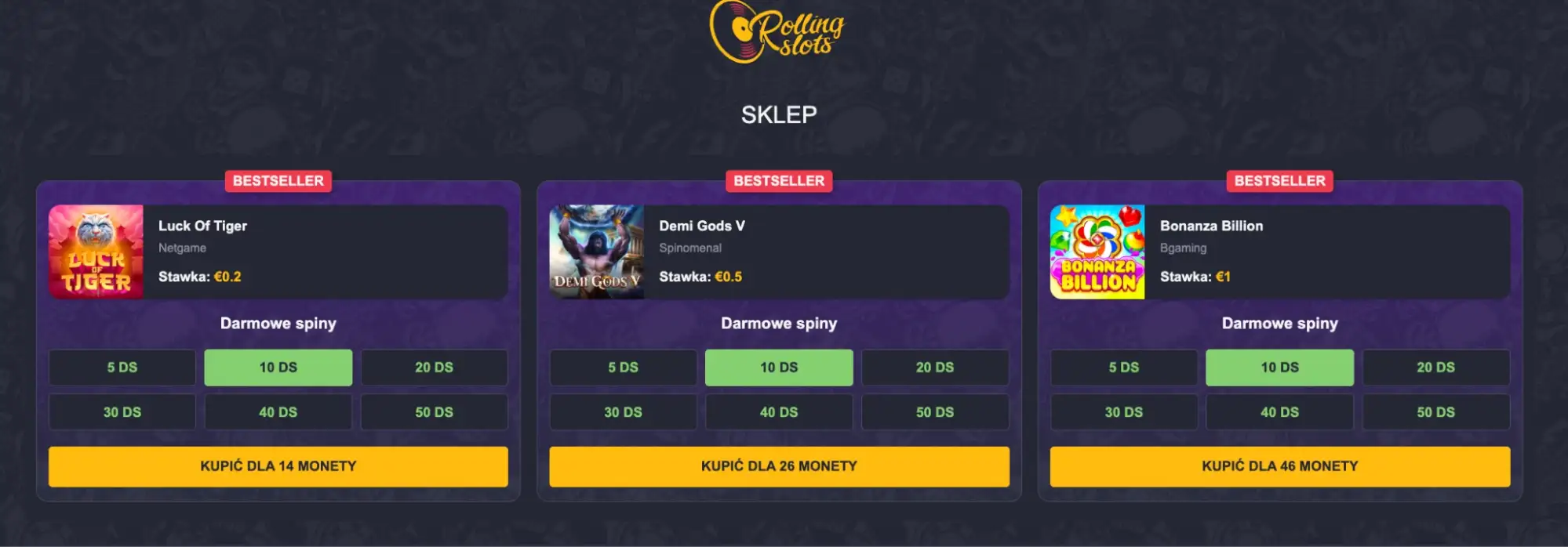 rolling slots sklep