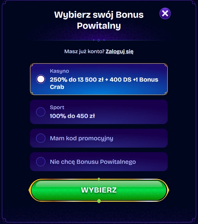 pistolo bonus powitalny