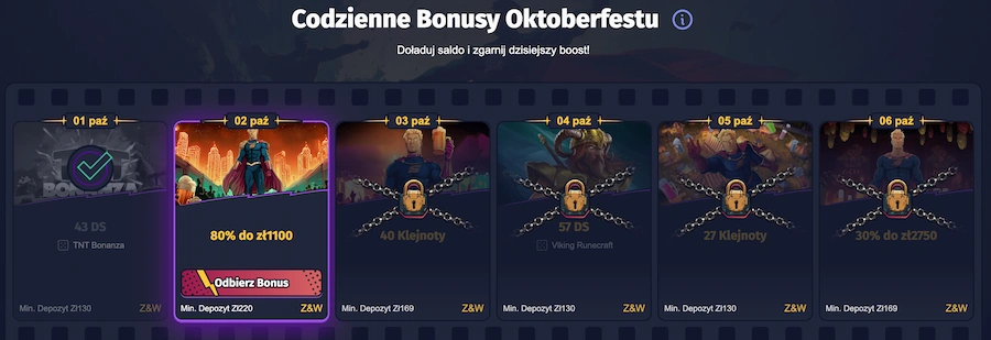 spinlander codzienne bonusy