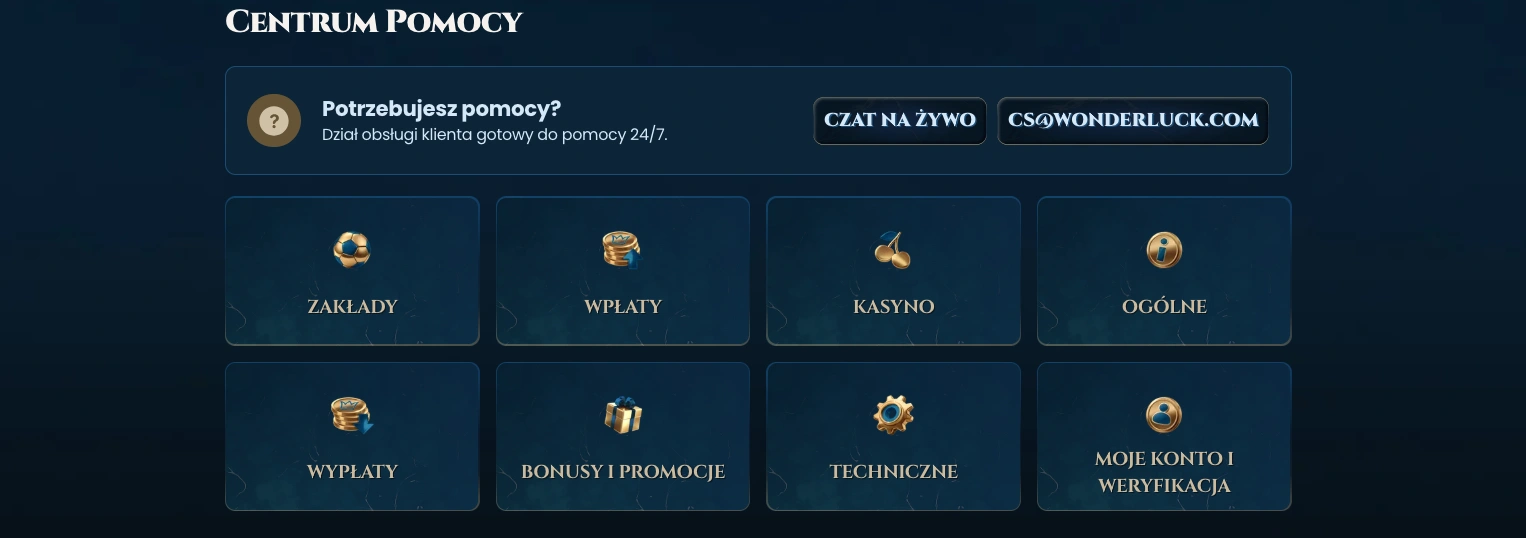 wonderluck centrum pomocy