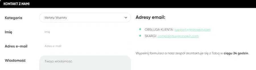 granawin kasyno kontakt